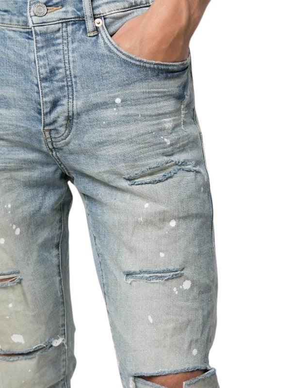 PURPLE BRAND P001 PAINT SPLATTER SLIM-FIT JEANS BLUE