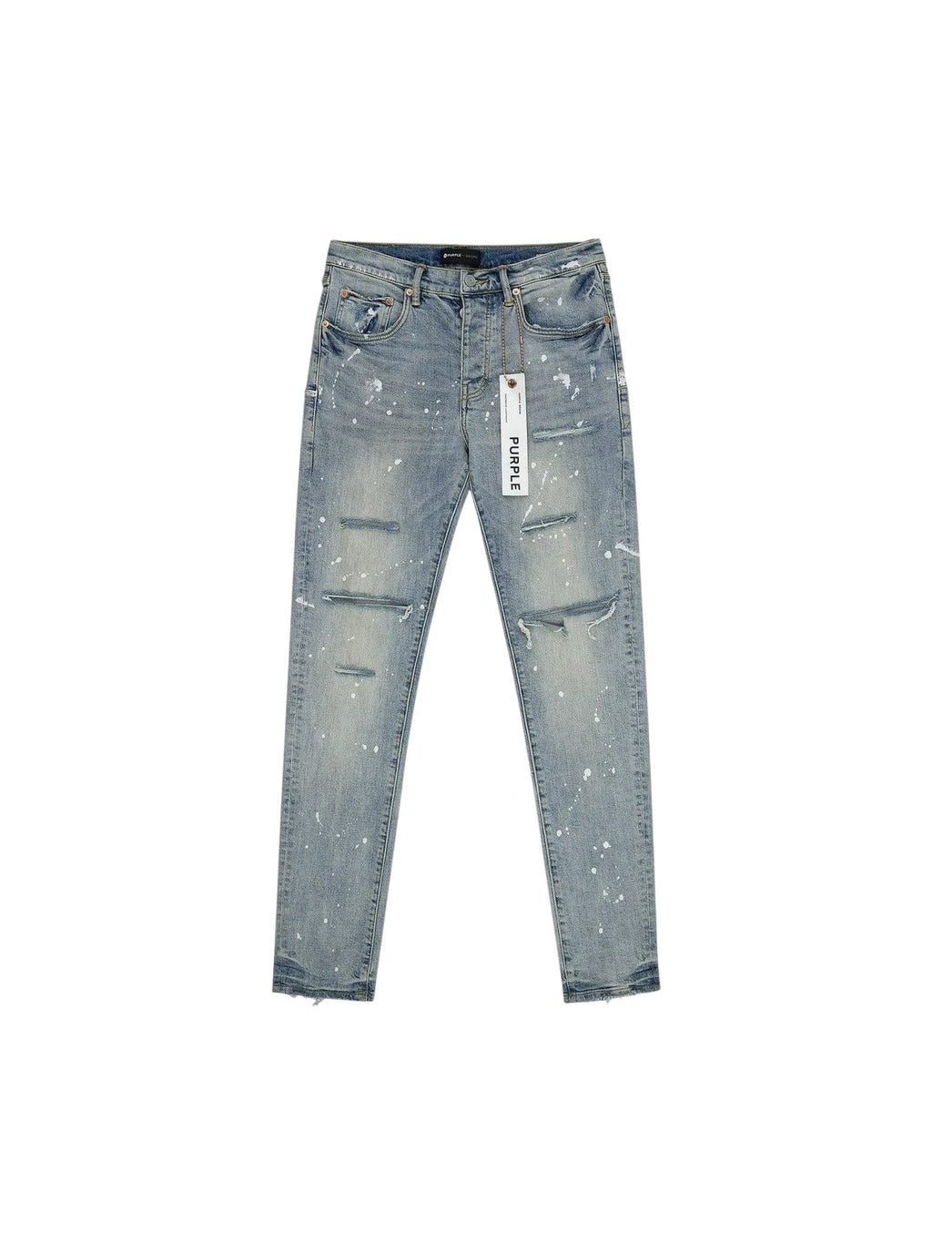 PURPLE BRAND P001 PAINT SPLATTER SLIM-FIT JEANS BLUE