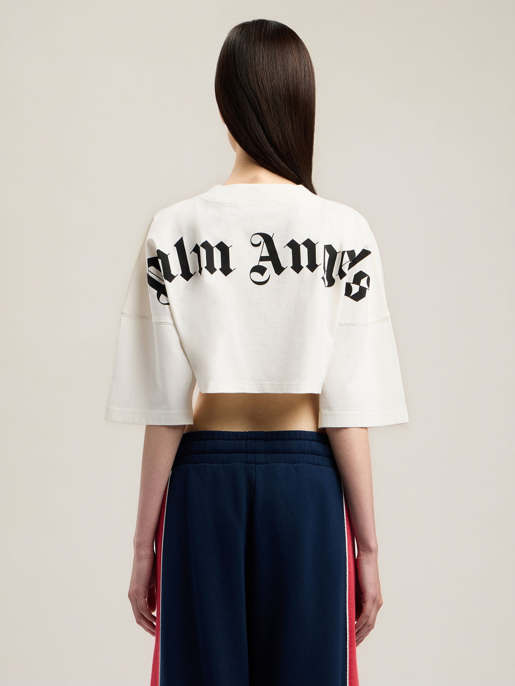 PALM ANGELS CLASSIC LOGO MINI T-SHIRT OFF WHITE BLACK — vista 5