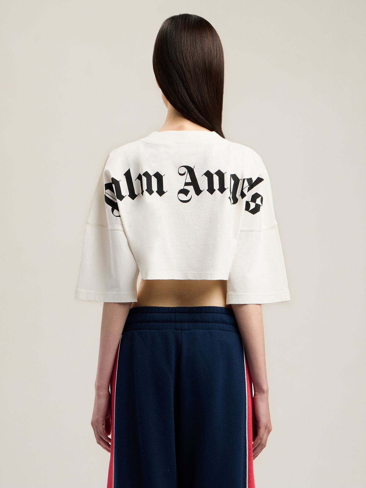 PALM ANGELS CLASSIC LOGO MINI T-SHIRT OFF WHITE BLACK — vista 5