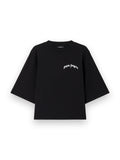 PALM ANGELS MINI CURVED LOGO BOXY T-SHIRT BLACK OFF WHITE