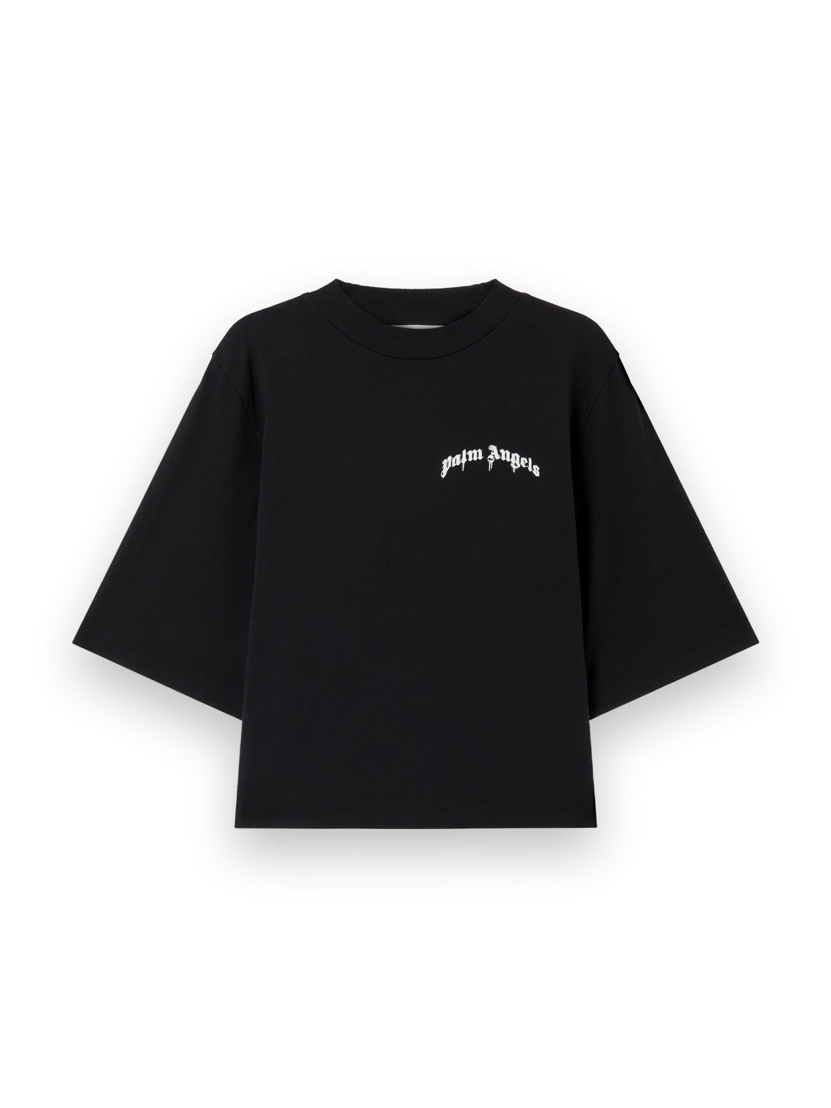 PALM ANGELS MINI CURVED LOGO BOXY T-SHIRT BLACK OFF WHITE