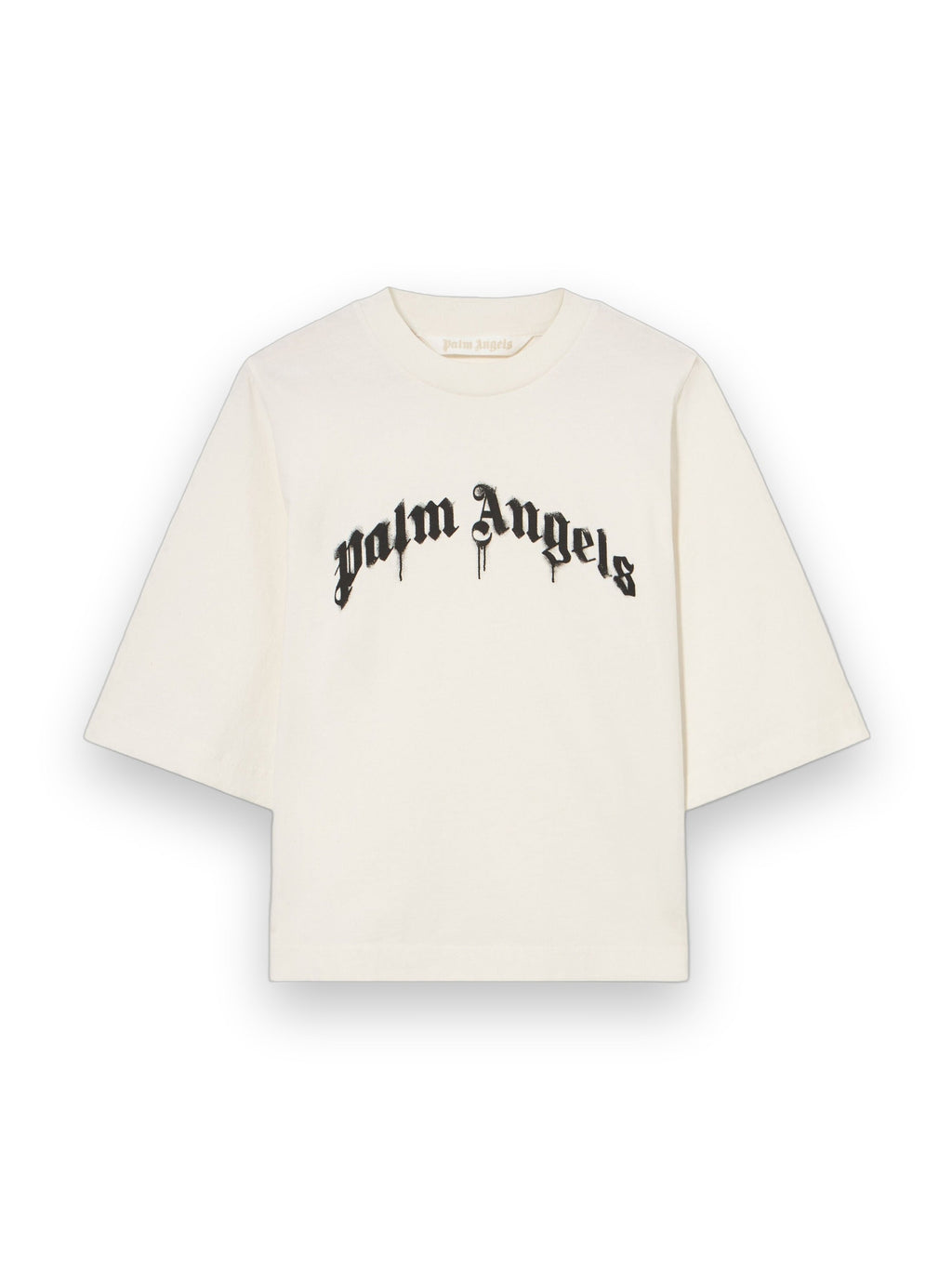 PALM ANGELS DRIPPING CURVED LOGO BOXY T-SHIRT OFF WHITE BLACK