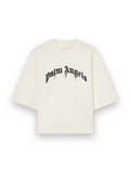 PALM ANGELS DRIPPING CURVED LOGO BOXY T-SHIRT OFF WHITE BLACK