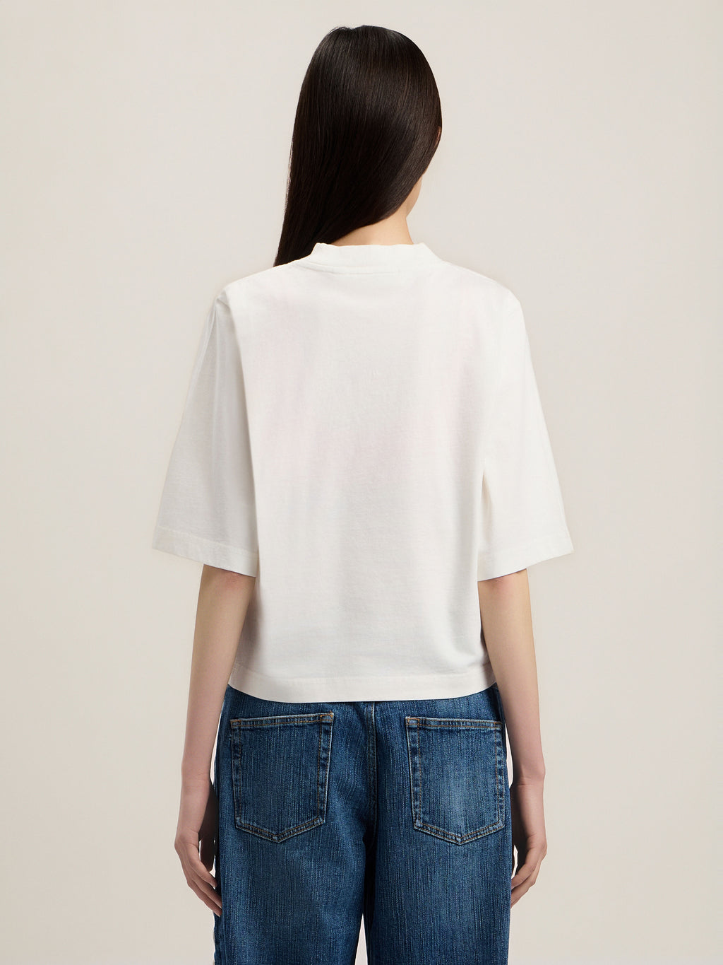 PALM ANGELS DRIPPING CURVED LOGO BOXY T-SHIRT OFF WHITE BLACK — vista 5