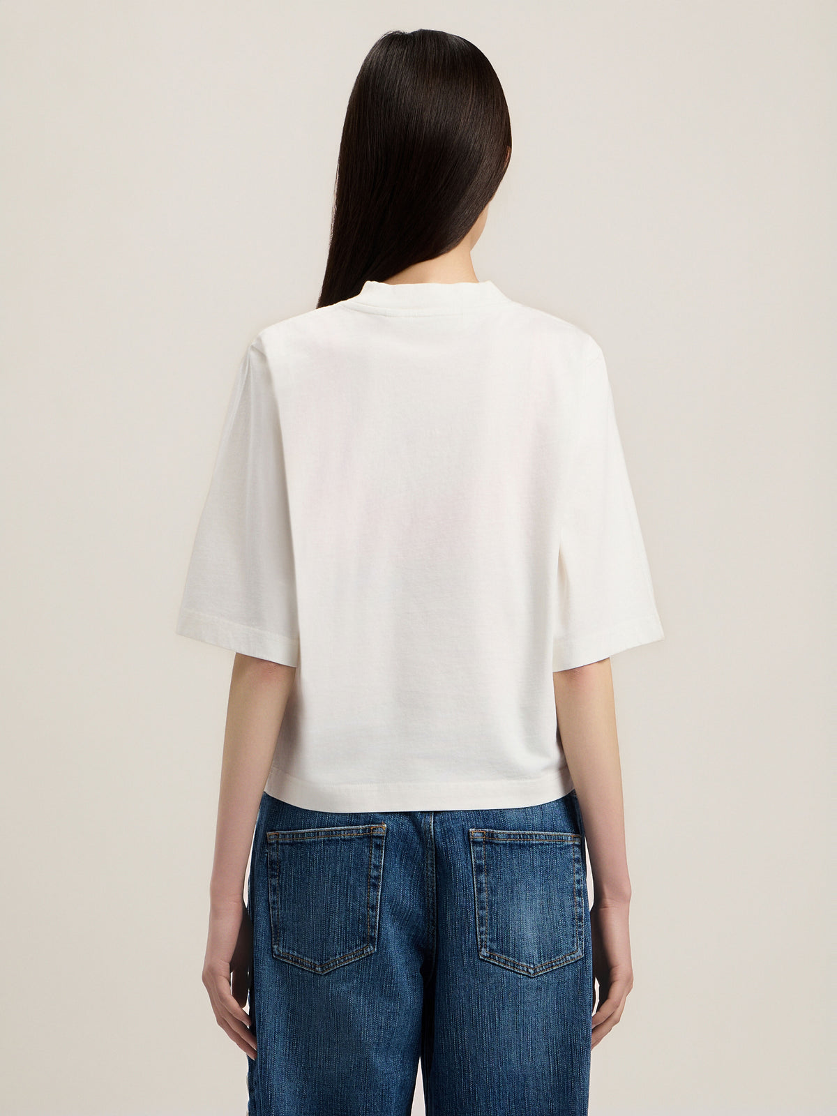 PALM ANGELS DRIPPING CURVED LOGO BOXY T-SHIRT OFF WHITE BLACK — vista 5