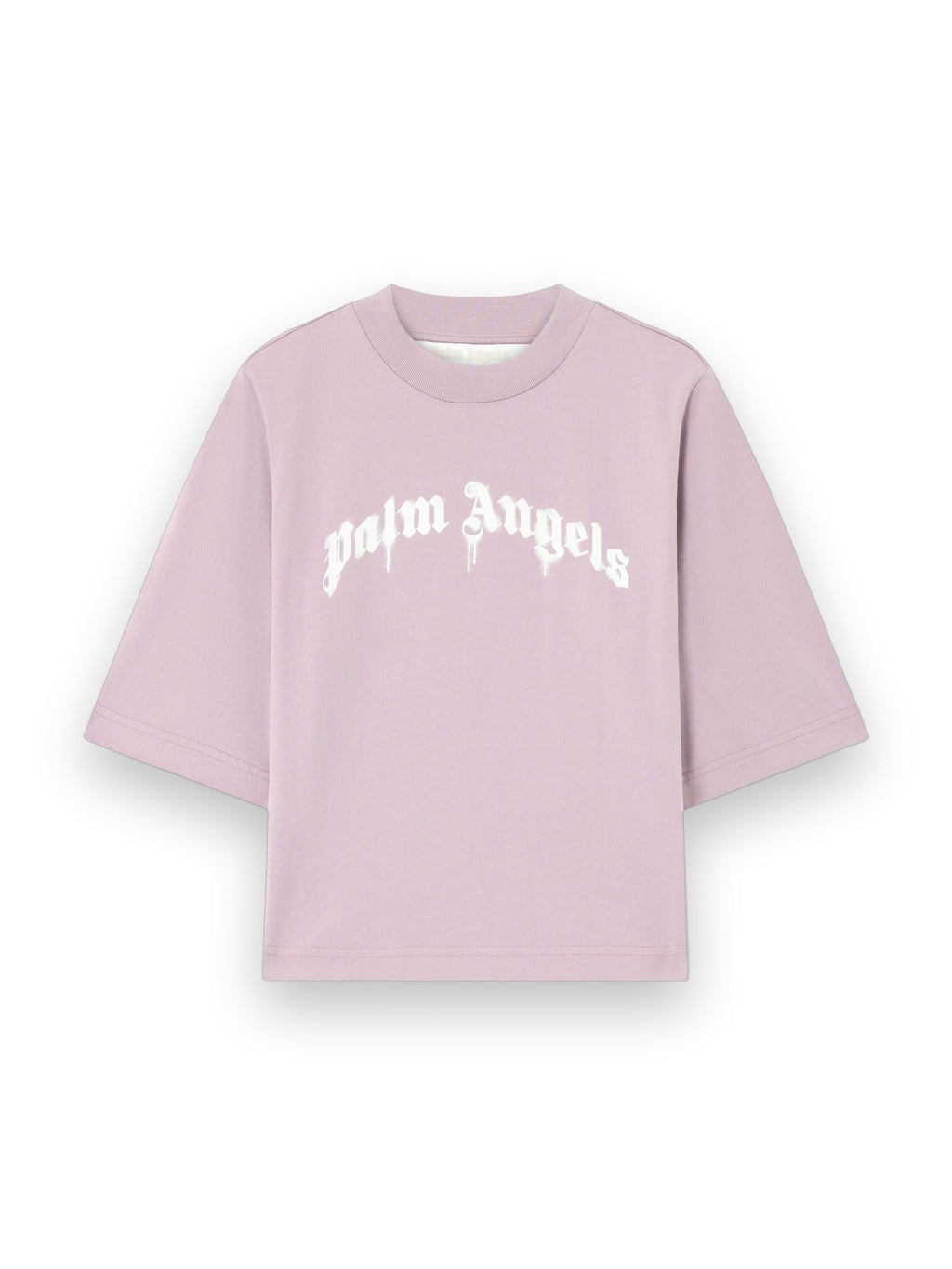 PALM ANGELS DRIPPING CURVED LOGO BOXY T-SHIRT LILAC OFF WHITE