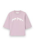 PALM ANGELS DRIPPING CURVED LOGO BOXY T-SHIRT LILAC OFF WHITE