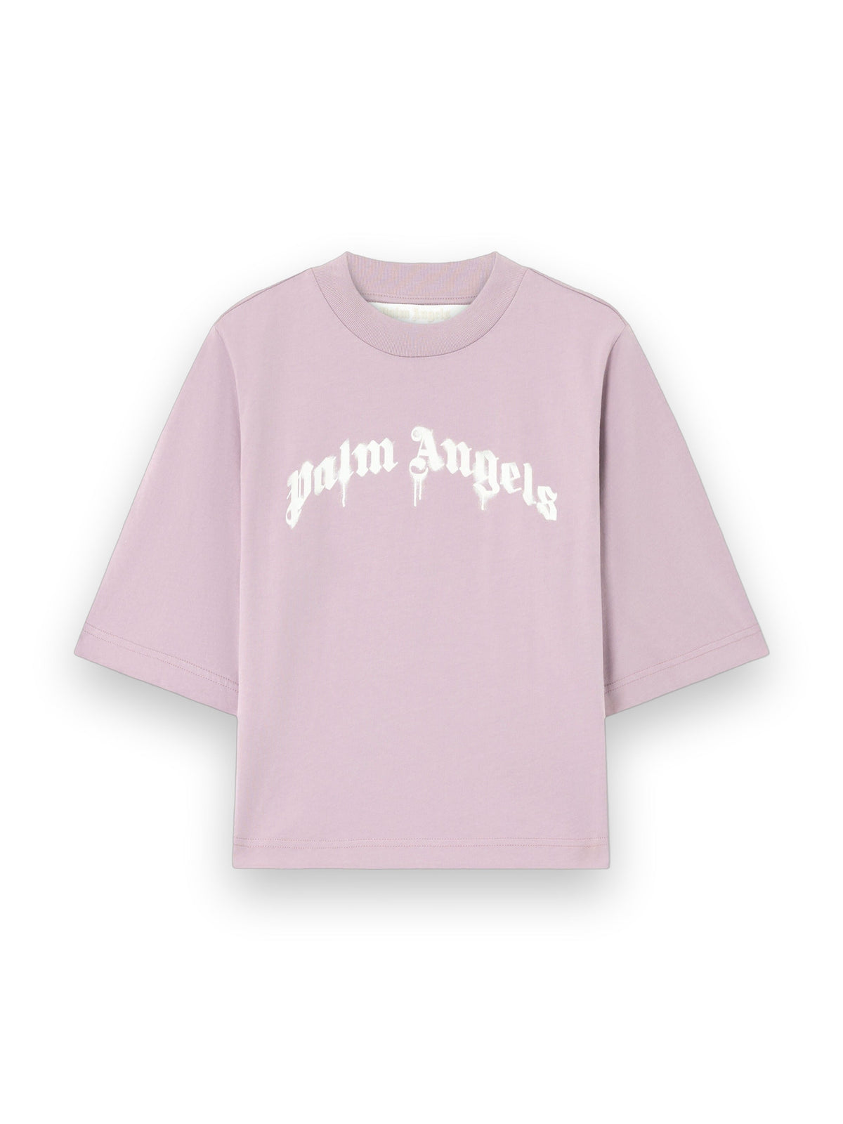 PALM ANGELS DRIPPING CURVED LOGO BOXY T-SHIRT LILAC OFF WHITE
