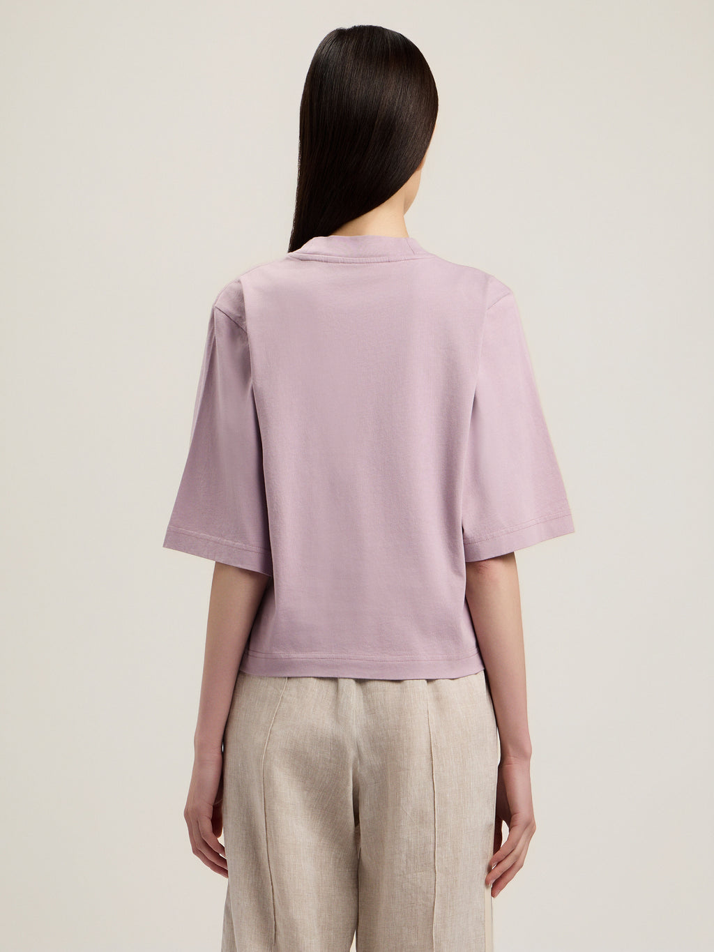PALM ANGELS DRIPPING CURVED LOGO BOXY T-SHIRT LILAC OFF WHITE — vista 5