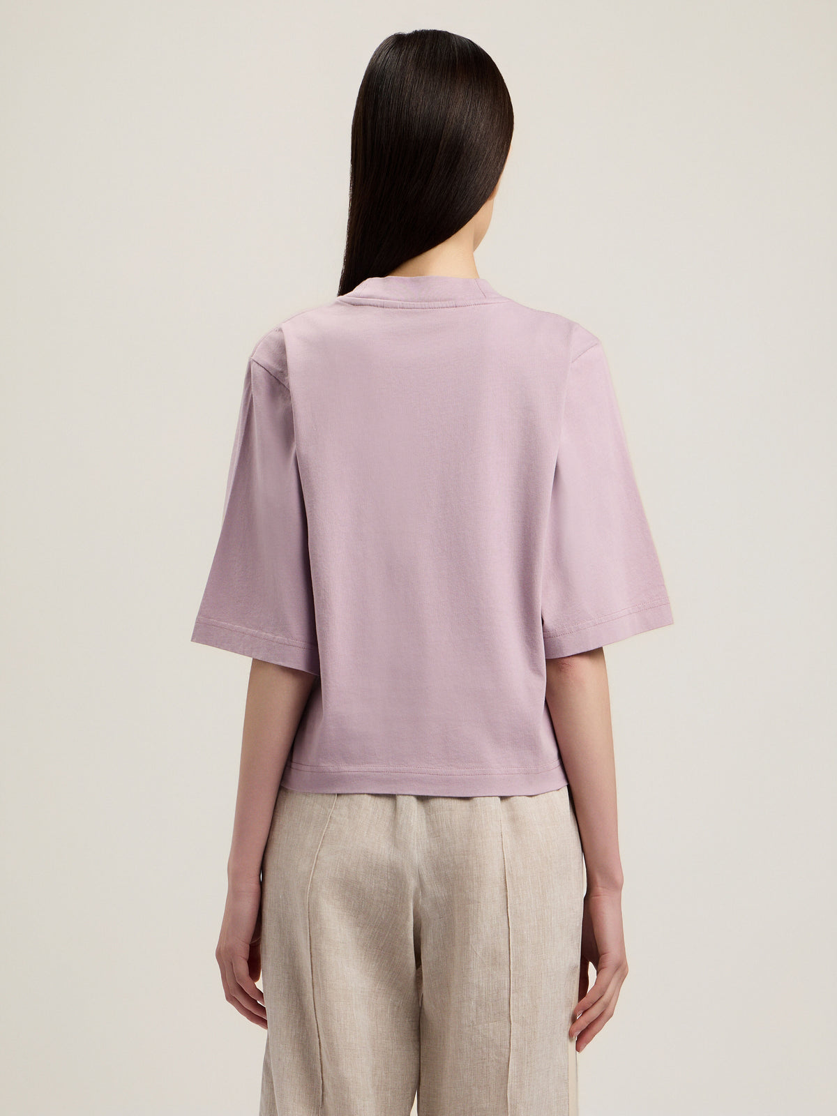 PALM ANGELS DRIPPING CURVED LOGO BOXY T-SHIRT LILAC OFF WHITE — vista 5