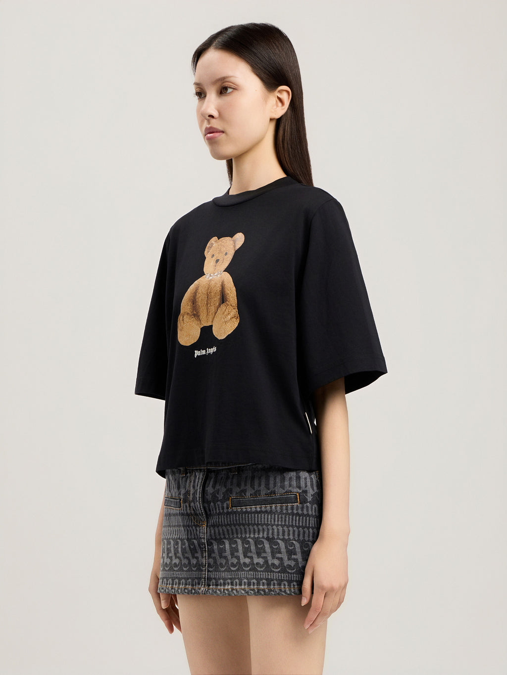 PALM ANGELS BEAR BOXY T-SHIRT BLACK BROWN — vista 4