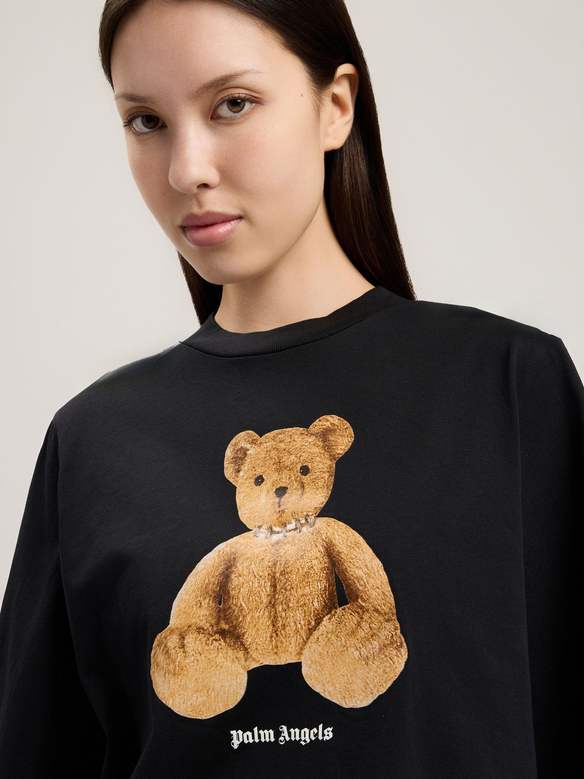 PALM ANGELS BEAR BOXY T-SHIRT BLACK BROWN — vista 6