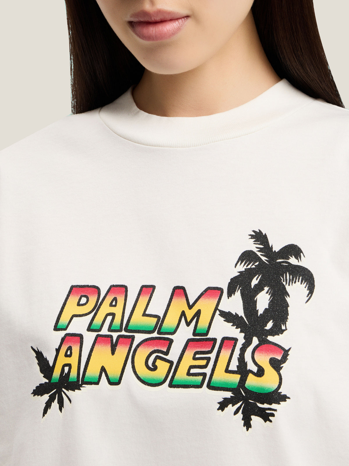 PALM ANGELS SUNSET GRAPHIC BOXY T-SHIRT OFF WHITE MULTICOLOR — vista 6