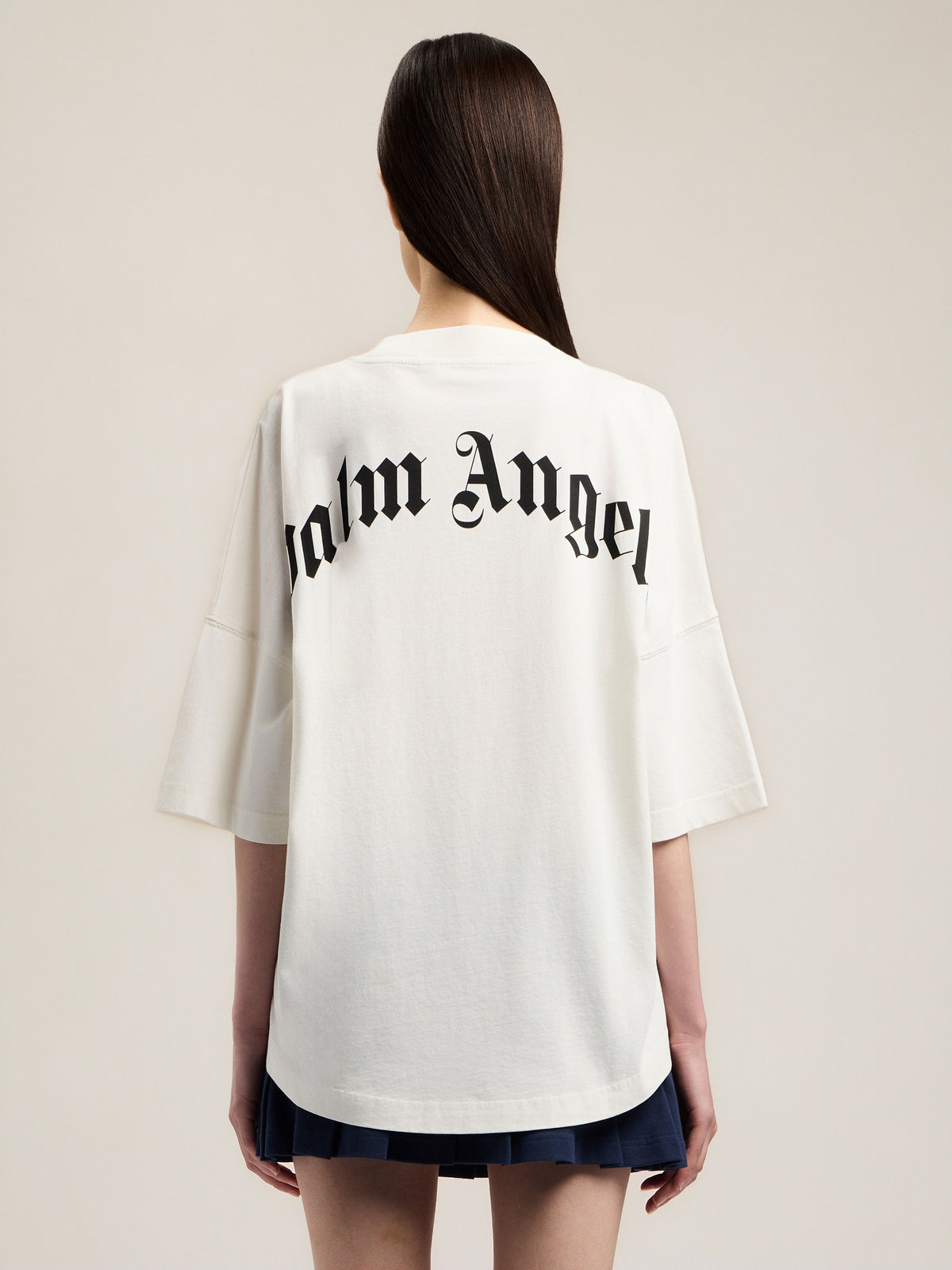 PALM ANGELS CURVED LOGO OVER T-SHIRT OFF WHITE BLACK — vista 5