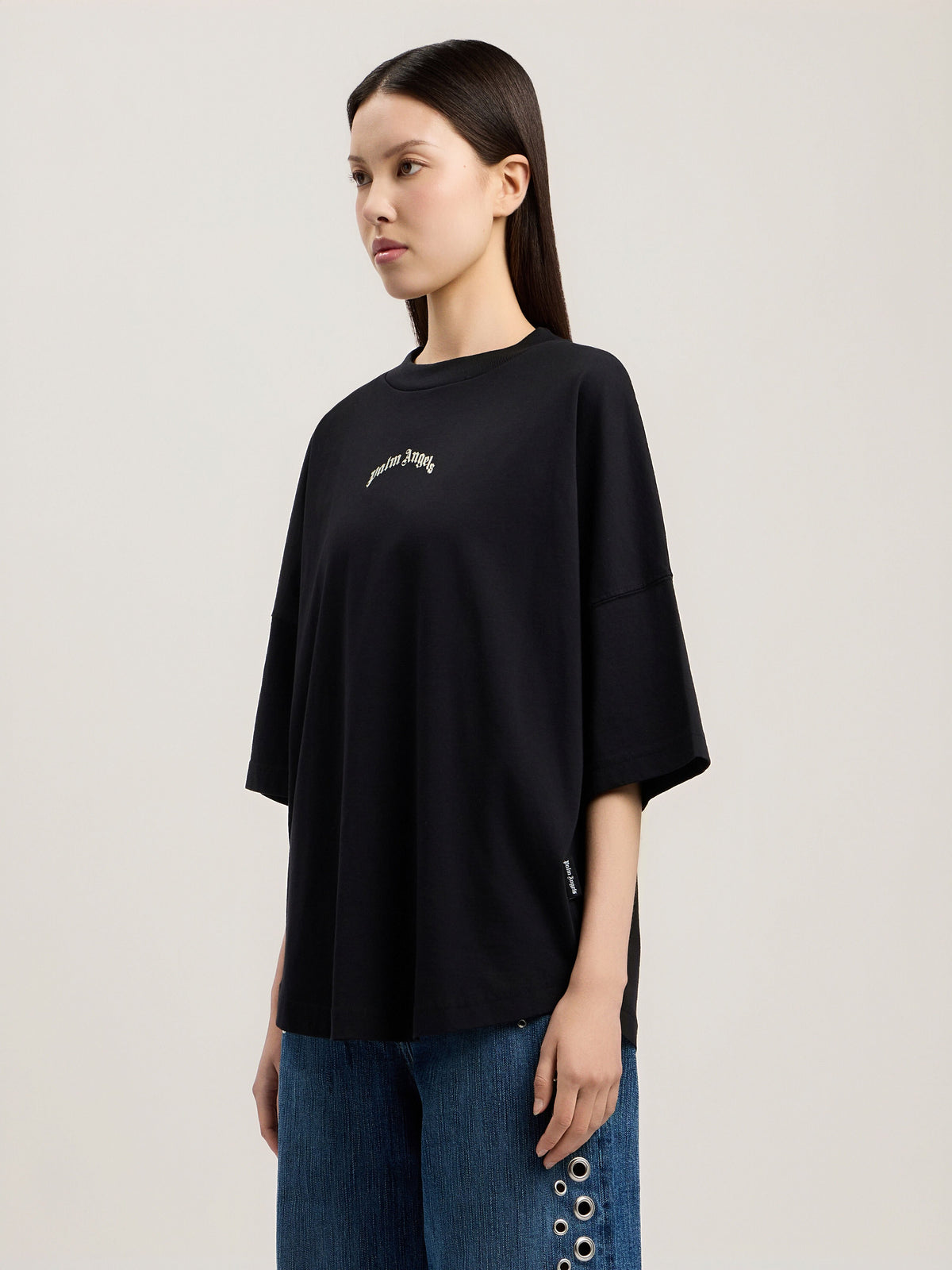 PALM ANGELS CURVED LOGO OVER T-SHIRT BLACK TOFU — vista 4