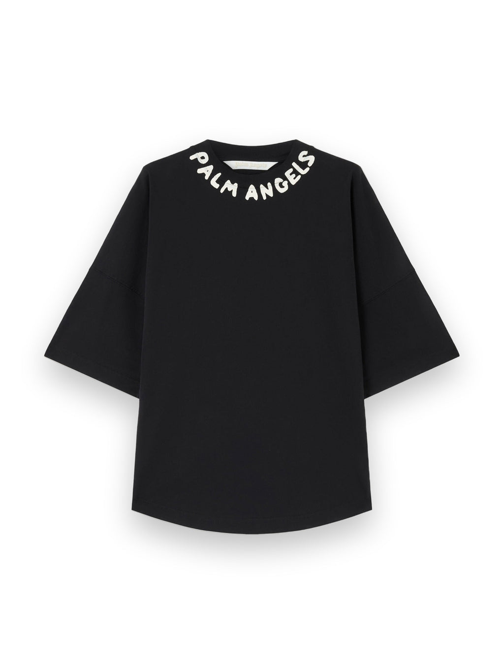 PALM ANGELS NECK LOGO OVER T-SHIRT BLACK OFF WHITE