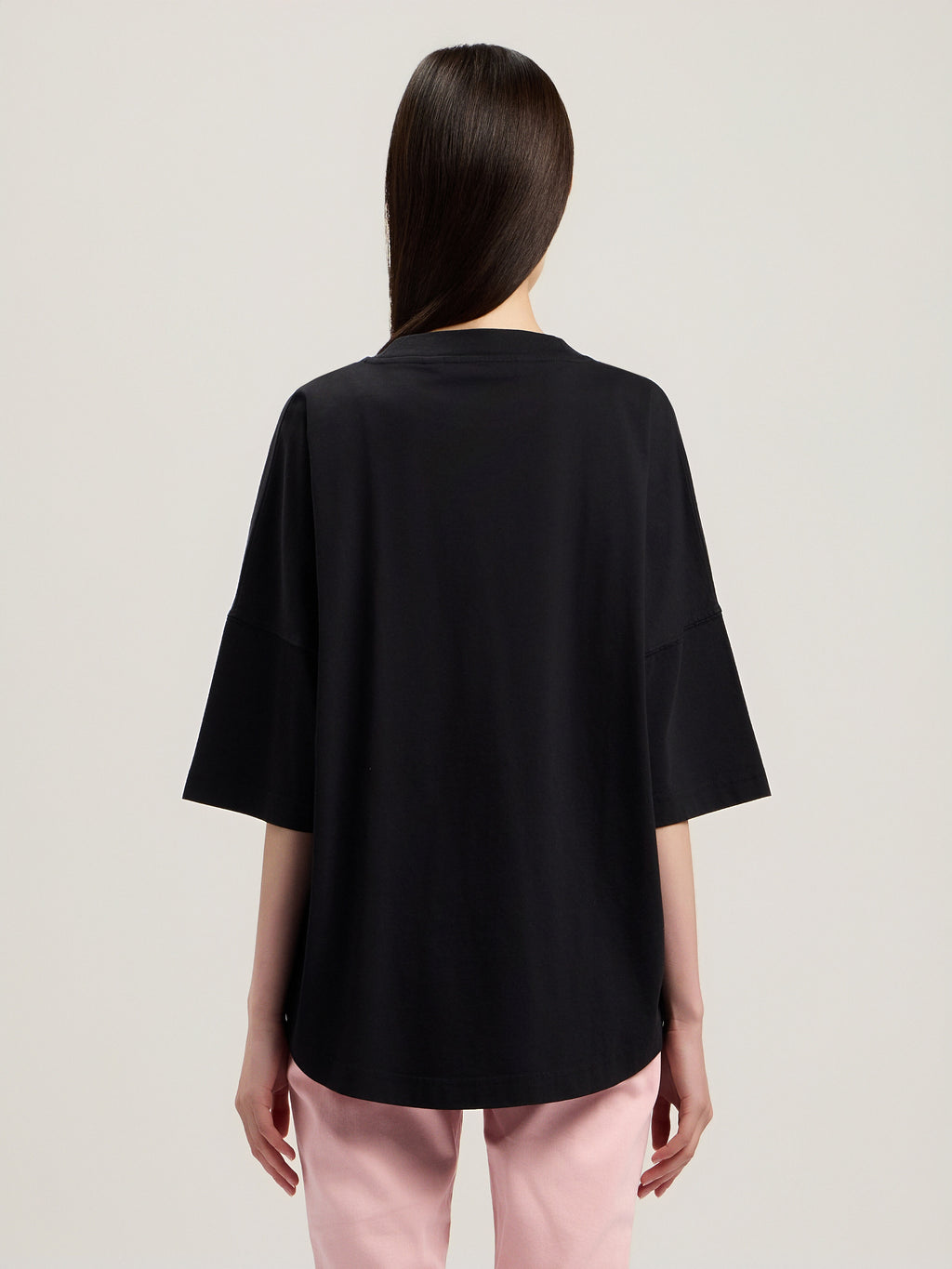 PALM ANGELS NECK LOGO OVER T-SHIRT BLACK OFF WHITE — vista 5