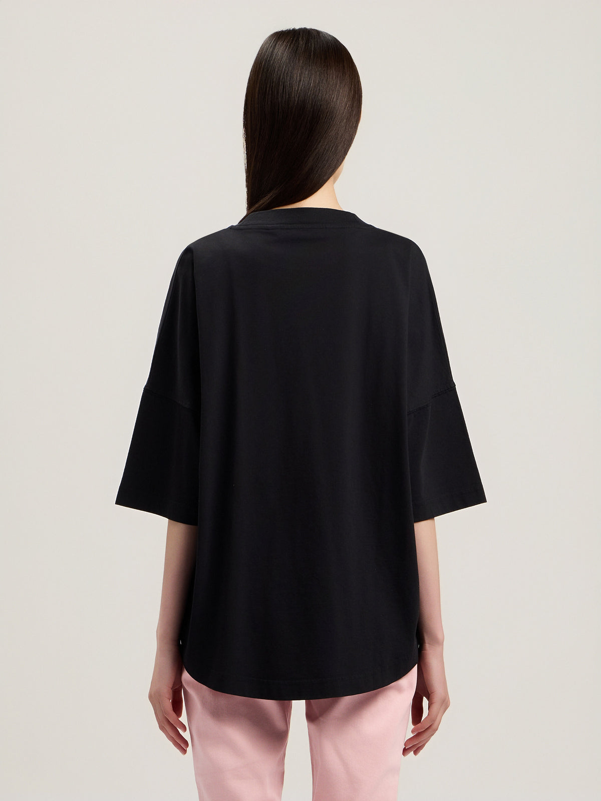 PALM ANGELS NECK LOGO OVER T-SHIRT BLACK OFF WHITE — vista 5