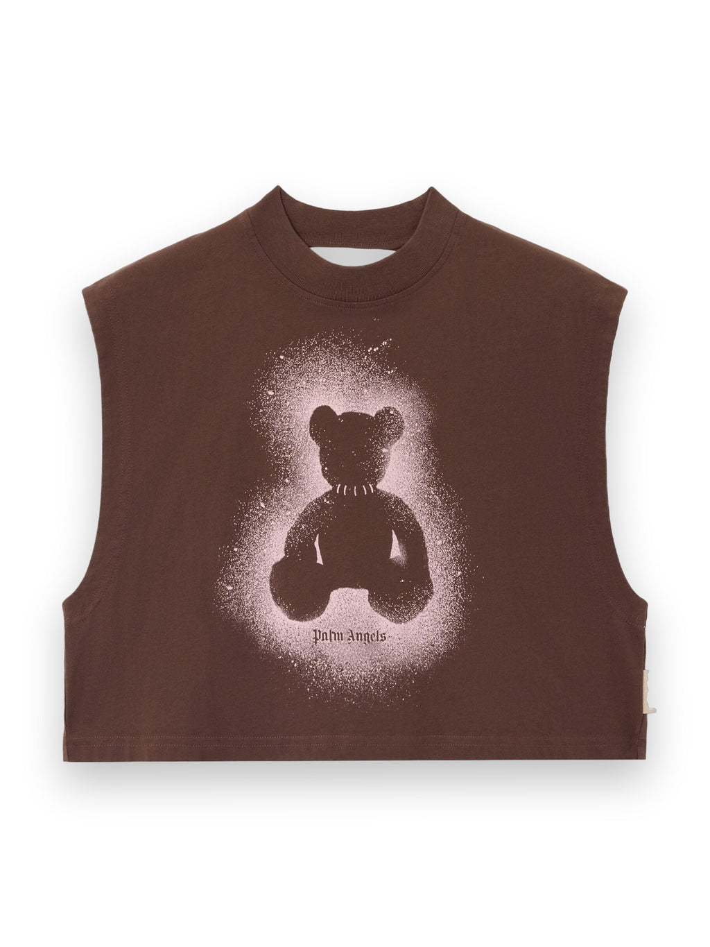 PALM ANGELS SPRAY BEAR BOXY TANK TOP BROWN PINK