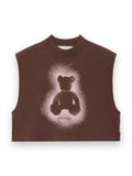 PALM ANGELS SPRAY BEAR BOXY TANK TOP BROWN PINK