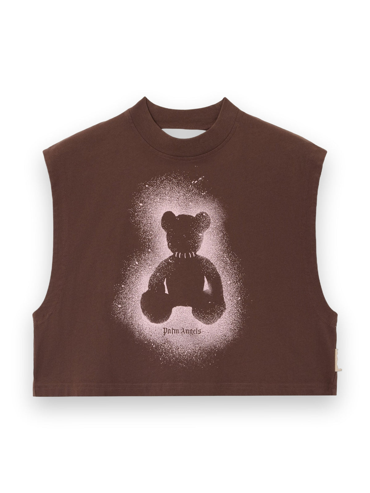 PALM ANGELS SPRAY BEAR BOXY TANK TOP BROWN PINK