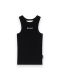 PALM ANGELS CLASSIC LOGO FITTED TANK TOP BLACK OFF WHITE