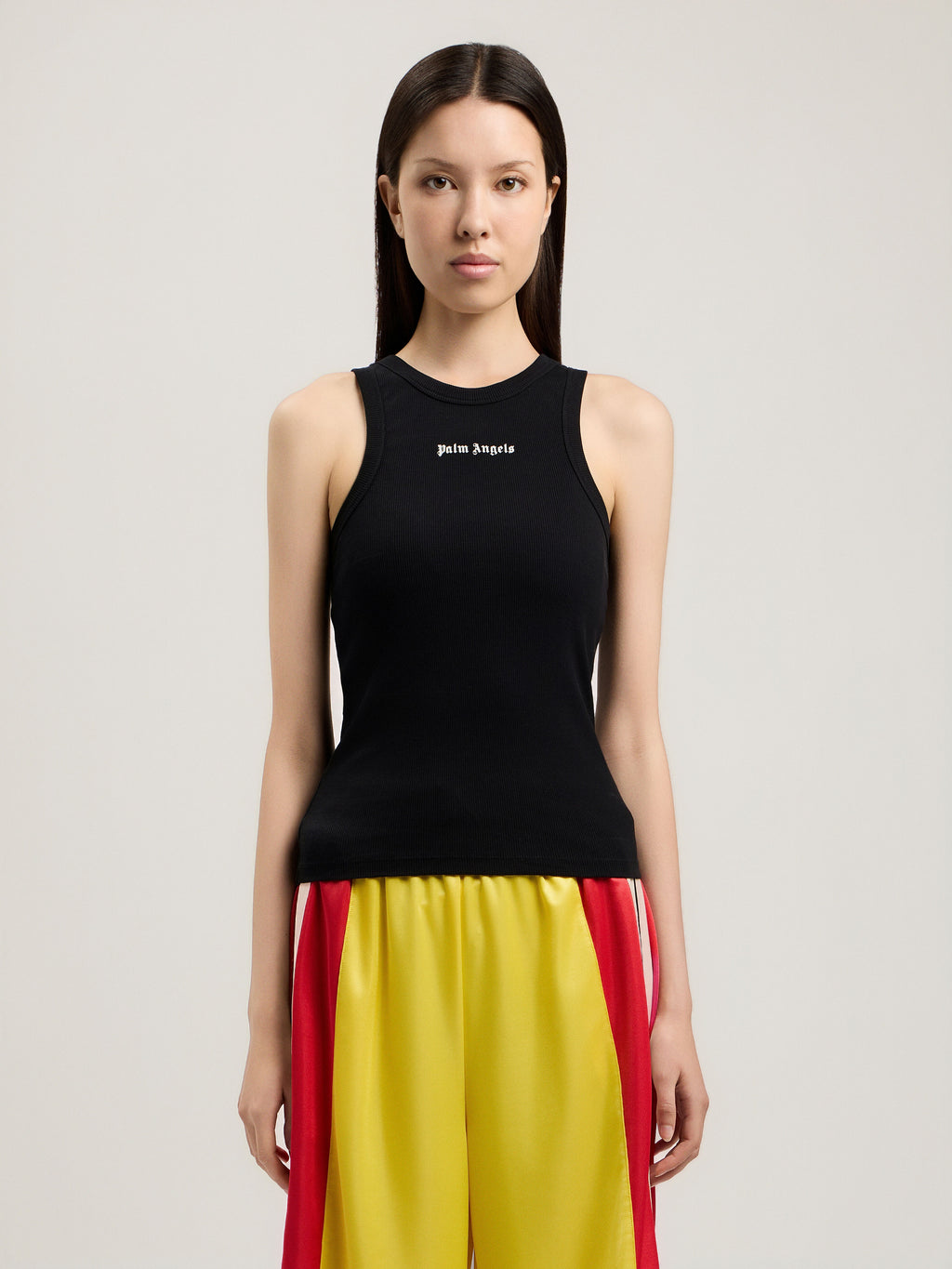 PALM ANGELS CLASSIC LOGO FITTED TANK TOP BLACK OFF WHITE — vista 3
