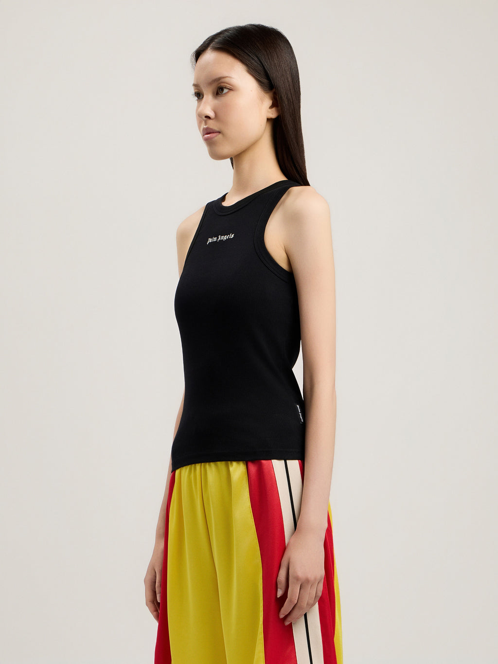 PALM ANGELS CLASSIC LOGO FITTED TANK TOP BLACK OFF WHITE — vista 4