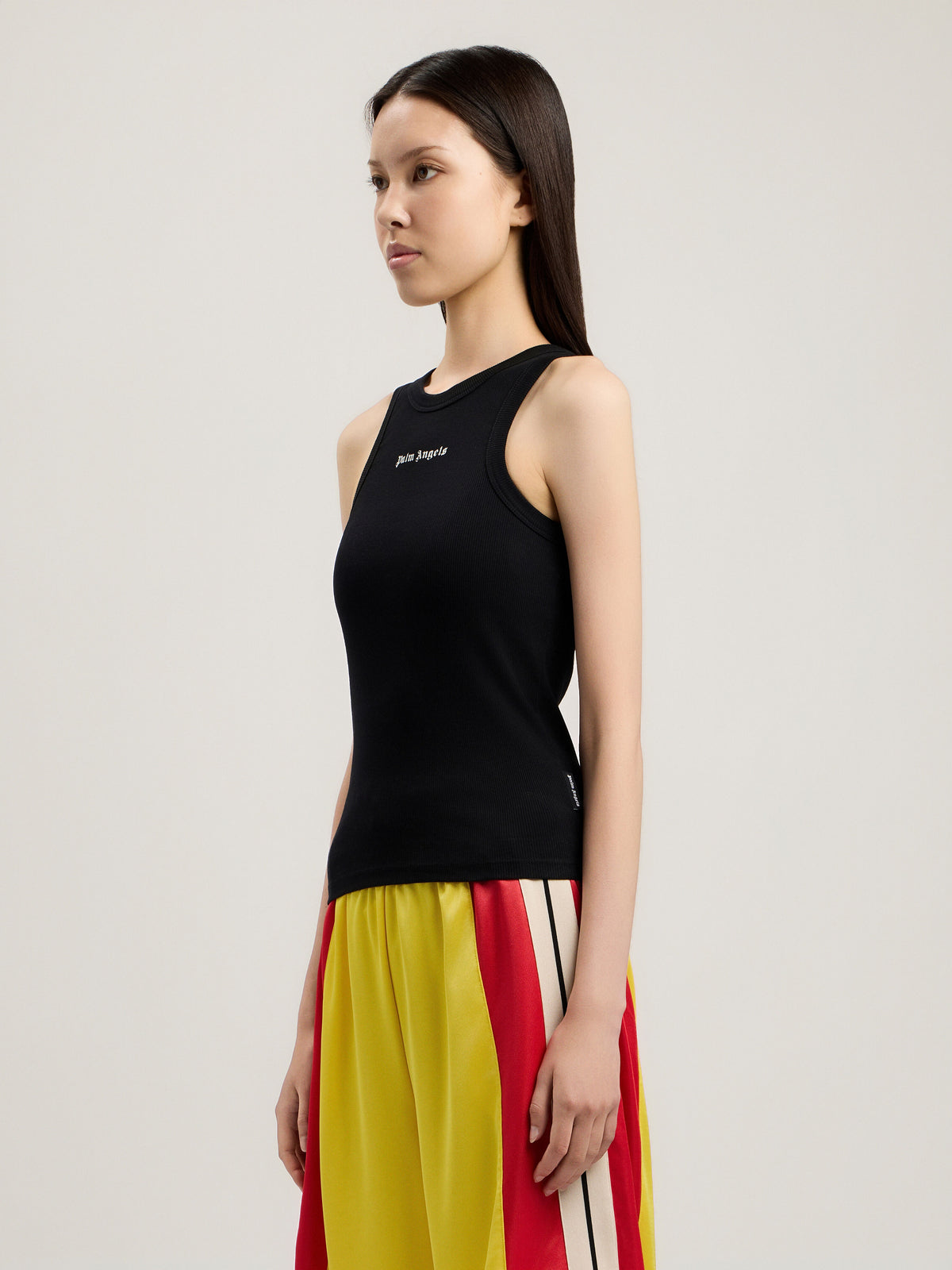 PALM ANGELS CLASSIC LOGO FITTED TANK TOP BLACK OFF WHITE — vista 4