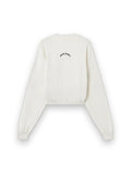 PALM ANGELS CURVED LOGO LOOSE CROP SWEATSHIRT OFF WHITE BLACK