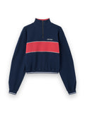 PALM ANGELS CLASSIC LOGO HALF-ZIP SWEATSHIRT NAVY BLUE RED