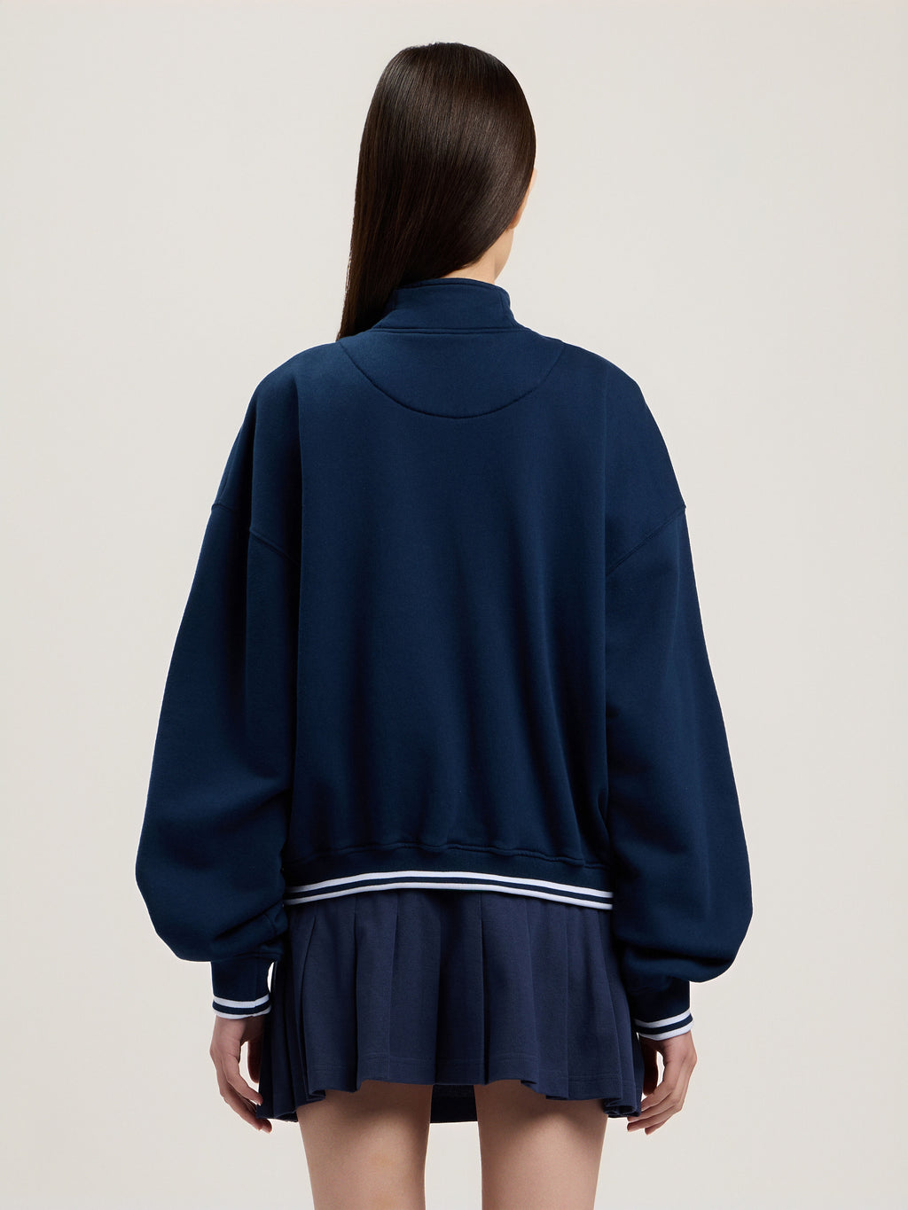 PALM ANGELS CLASSIC LOGO HALF-ZIP SWEATSHIRT NAVY BLUE RED — vista 5