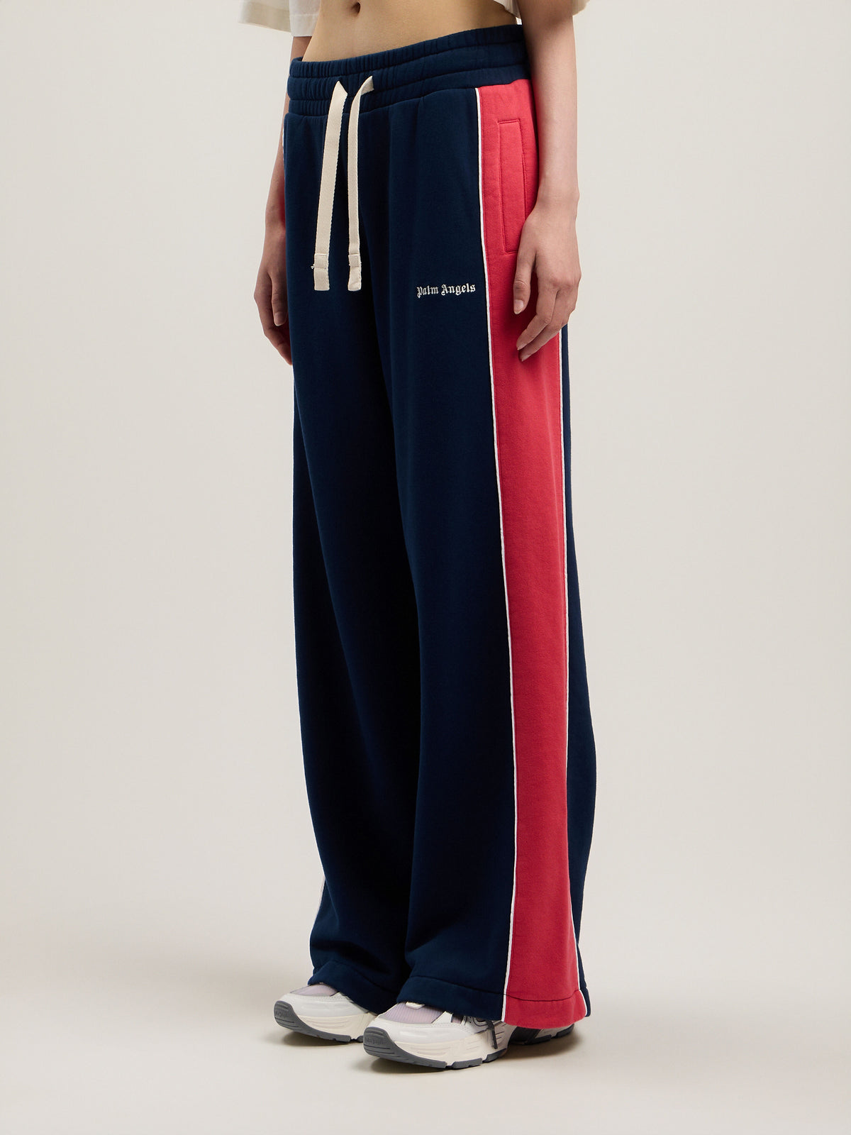 PALM ANGELS CLASSIC LOGO SWEATPANTS NAVY BLUE RED — vista 4