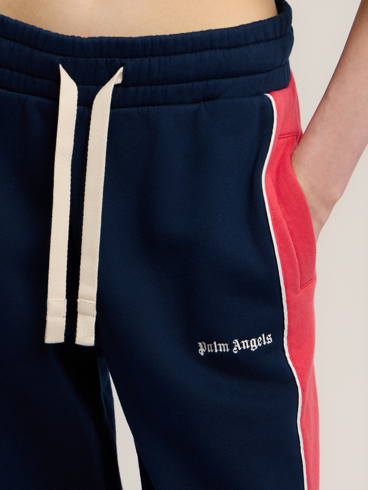 PALM ANGELS CLASSIC LOGO SWEATPANTS NAVY BLUE RED — vista 6