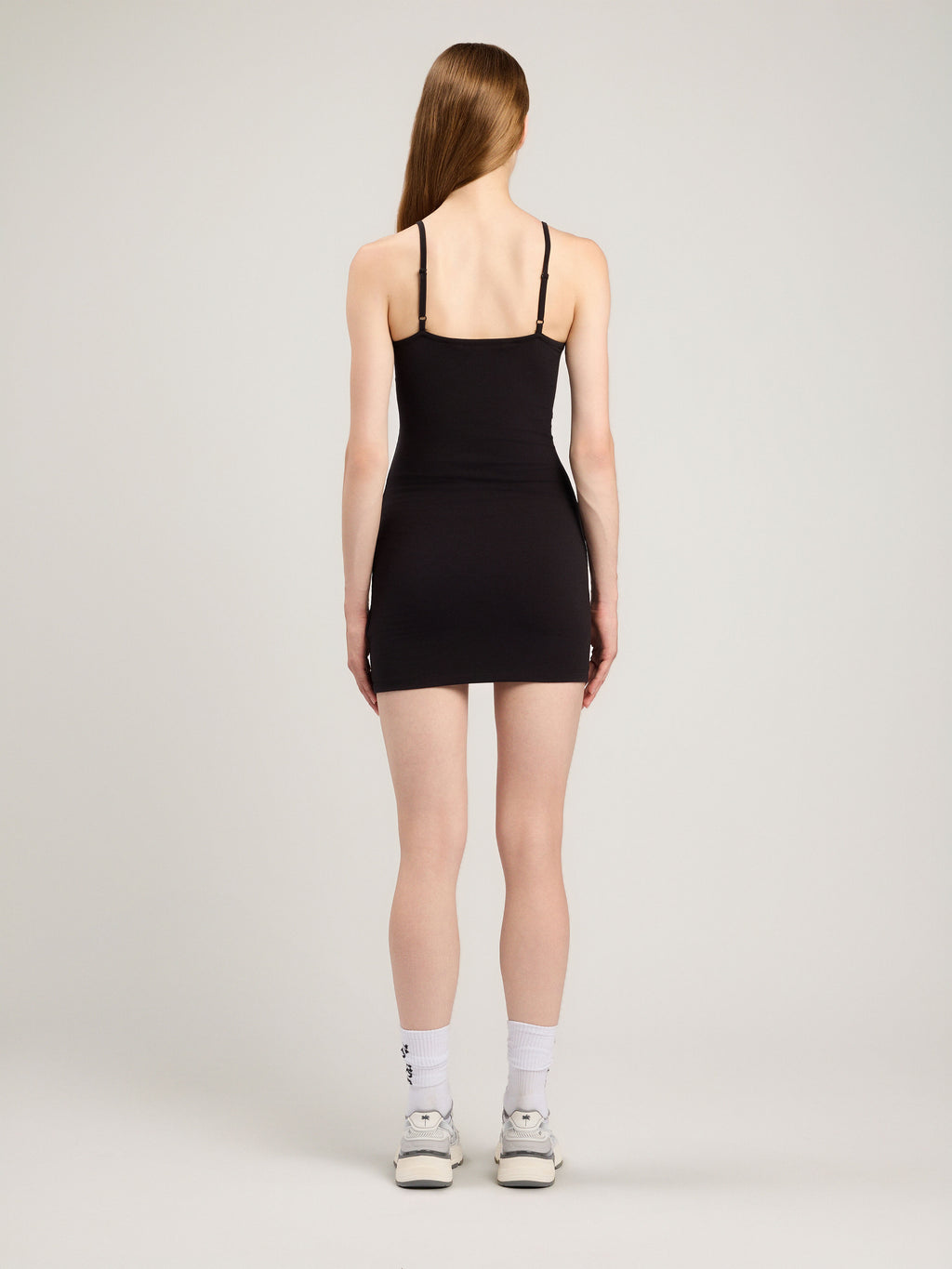 PALM ANGELS MILAN LA FITTED MINI DRESS BLACK OFF WHITE — vista 5