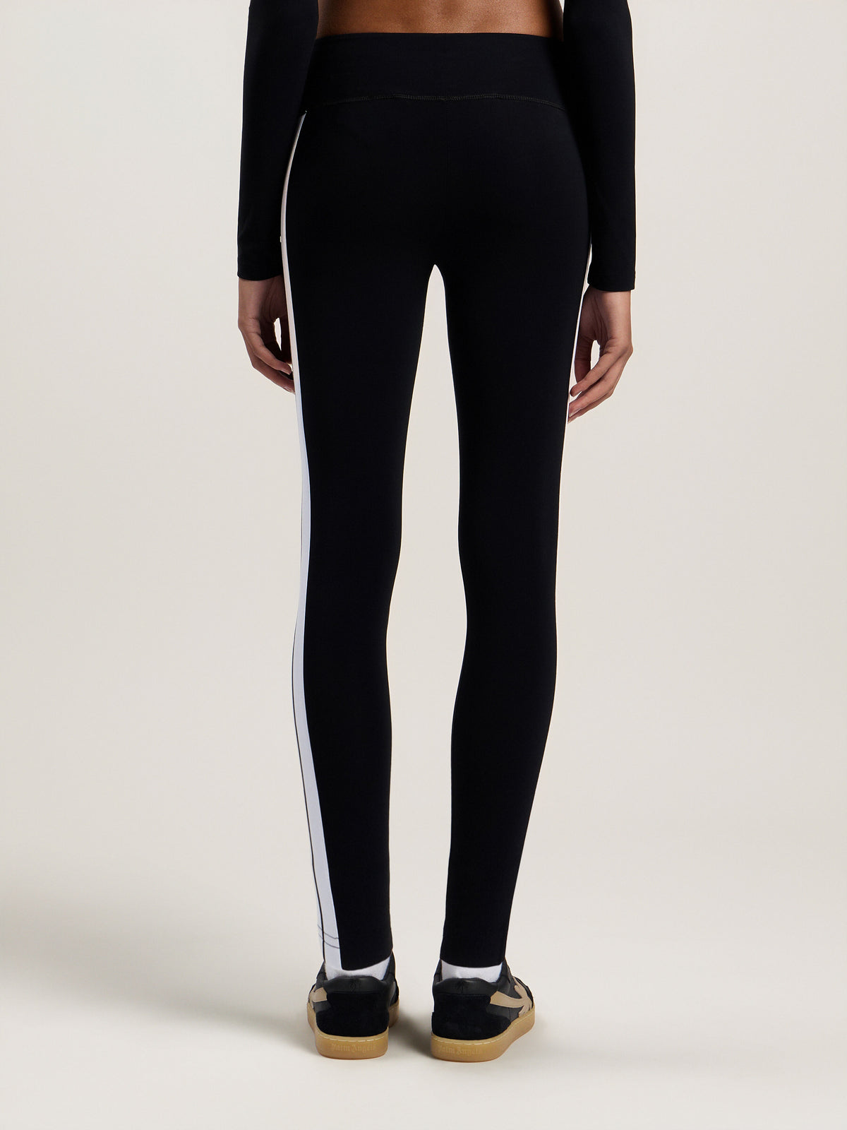 PALM ANGELS TRAINING TRACK LEGGINGS BLACK WHITE — vista 5