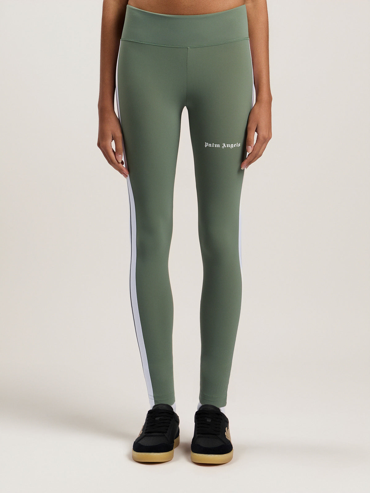 PALM ANGELS TRAINING TRACK LEGGINGS SAGE WHITE — vista 3