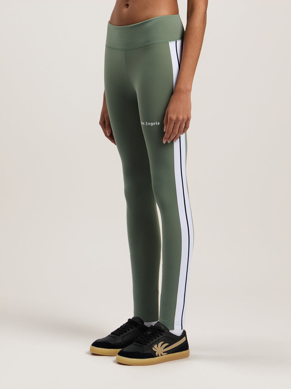 PALM ANGELS TRAINING TRACK LEGGINGS SAGE WHITE — vista 4
