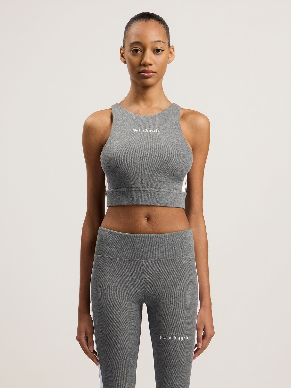 PALM ANGELS TRAINING TRACK TOP MELANGE GREY WHITE — vista 3