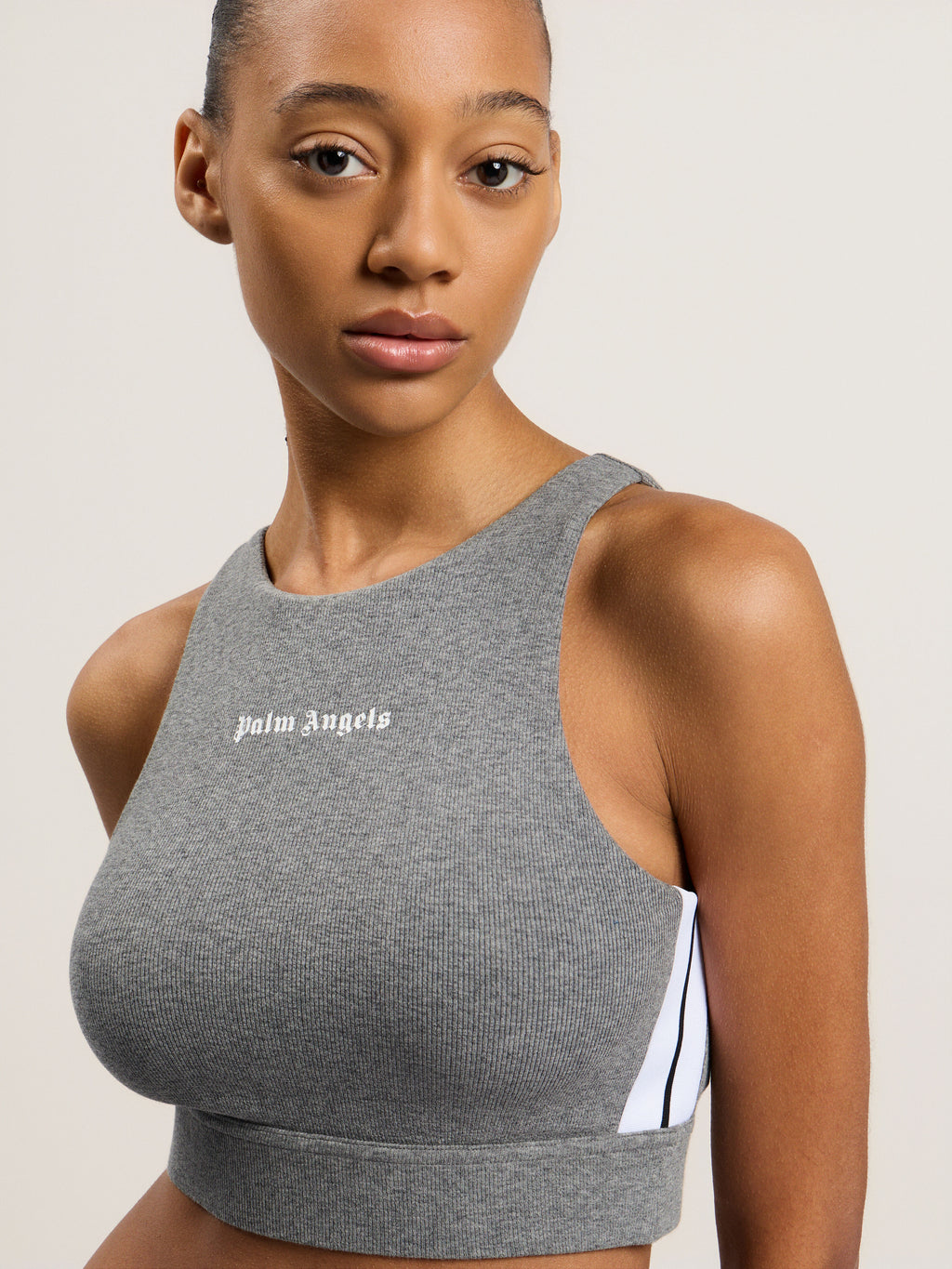 PALM ANGELS TRAINING TRACK TOP MELANGE GREY WHITE — vista 6