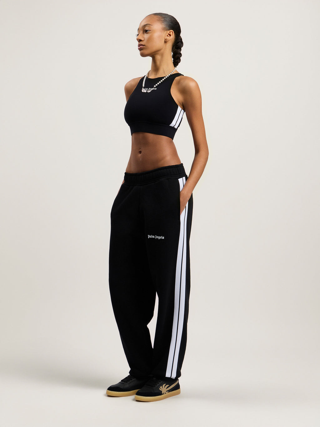 PALM ANGELS TRAINING TRACK TOP BLACK WHITE — vista 2