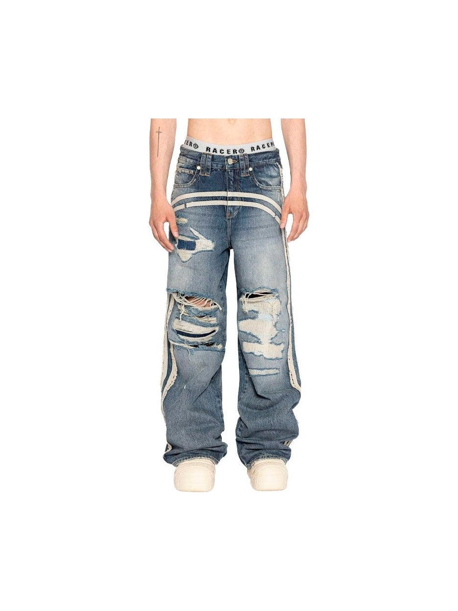 RACER WORLWIDE BLUE TRACK JEANS RACERWORLDWIDE The Hype Company