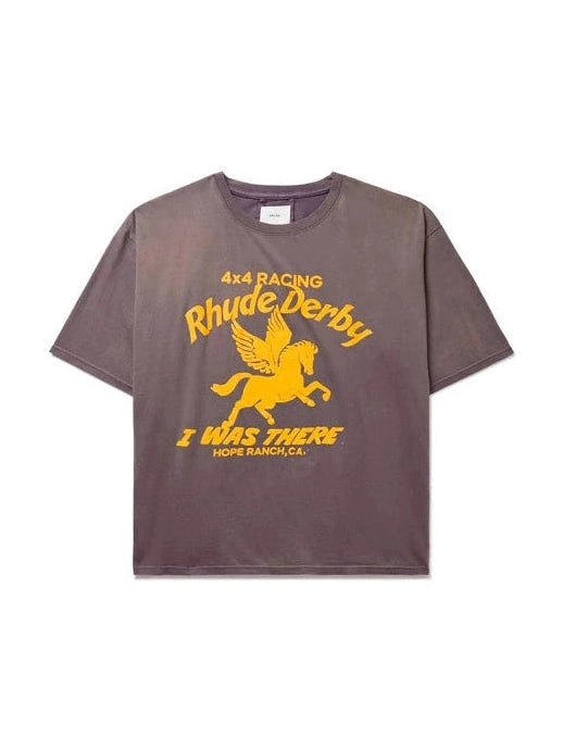 RHUDE DERBY PRINT LOGO GREY TEE RHUDE The Hype Company