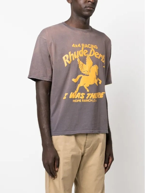 RHUDE DERBY PRINT LOGO GREY TEE RHUDE The Hype Company