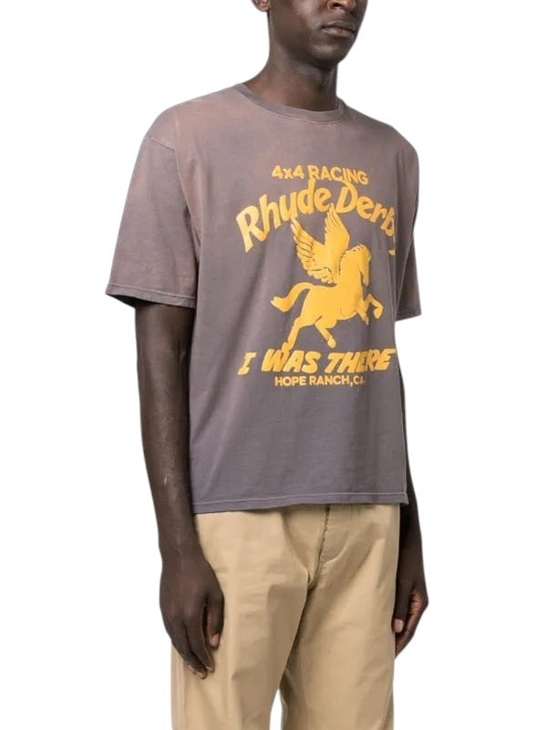 RHUDE DERBY PRINT LOGO GREY TEE RHUDE The Hype Company