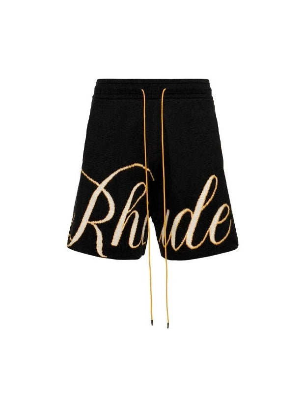 RHUDE MENS SCRIPT KNIT LOGO SHORTS RHUDE The Hype Company