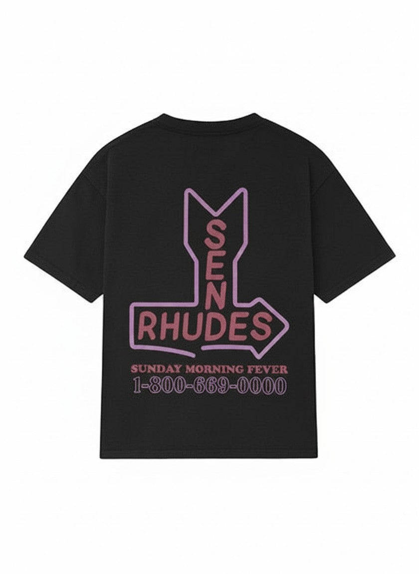 Camiseta negra de algodón The Hype Company con estampado gráfico de neón rosa en la espalda
