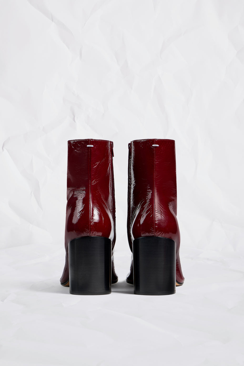 MAISON MARGIELA PIPED ANKLE BOOTS SUEDE PATENT LEATHER RED — vista 6