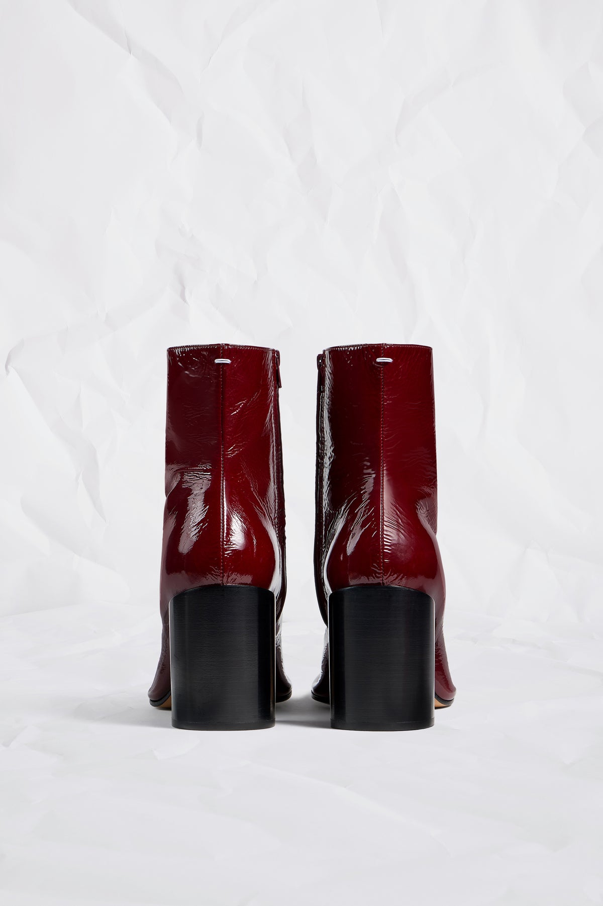 MAISON MARGIELA PIPED ANKLE BOOTS SUEDE PATENT LEATHER RED — vista 6